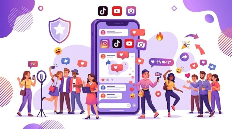 Illustration of a digital marketer using a megaphone to promote products and services, targeting audiences through online marketing and customer engagement strategies.