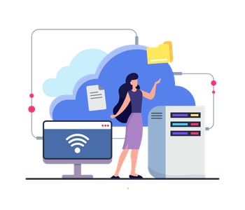 Cloud computing professionals managing secure cloud infrastructure, data storage, and scalable digital solutions in a modern technology environment.