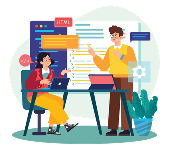 Professional developers and designers creating responsive websites and mobile applications, working on UI/UX design, coding, and digital solutions.